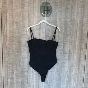 Zara Waistband Effect Black Top Bodysuit‎